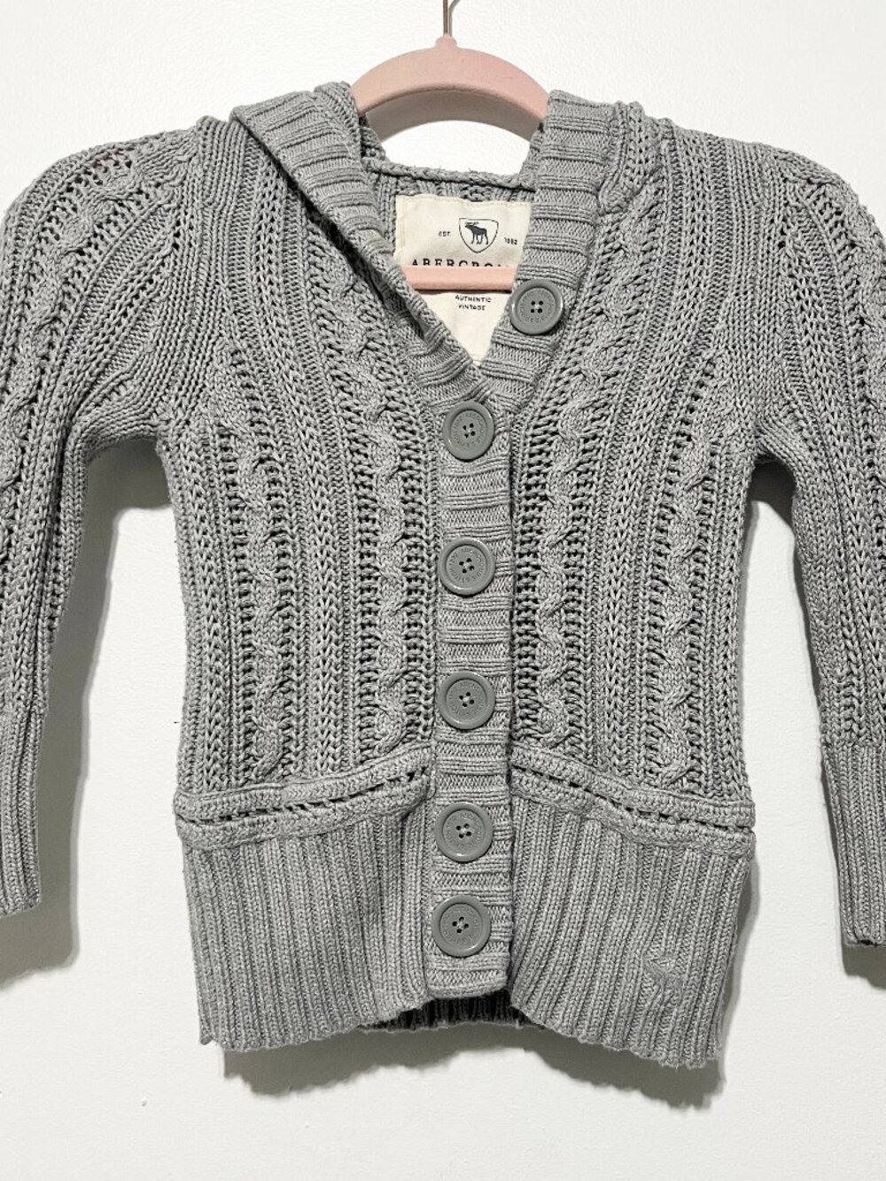 Abercrombie & Fitch Y2K Cable Knit Cardigan XXS Preppy Hooded  Bella Swan READ